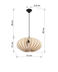 Lampa wisząca SOPHIA 1xE27 naturalne drewno