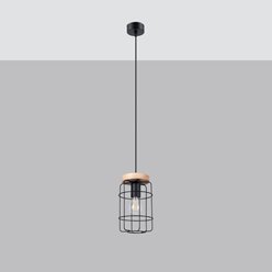 Lampa wisząca Loft GOTTO 1xE27 drewno i czarny drut