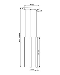 Lampa wisząca Tuby na listwie PASTELO 3xG9 Biała