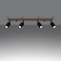 Listwa sufitowa drewniana VERDO - 4 reflektory GU10 czarne