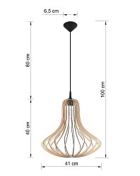 Lampa wisząca ELZA 1xE27 naturalne drewno