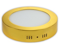 Plafon LED 12W złota oprawa  natynkowy okrągły - biała dzienna