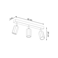 Lampa sufitowa reflektory drewno ZEKE 3 dąb 3xGU10