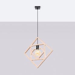 Lampa wisząca dekoracyjna Caro 1xE27 naturalne drewno/czarna