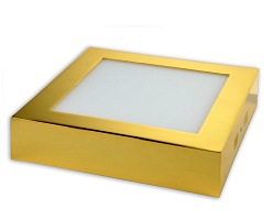 Plafon LED 12W złota oprawa  natynkowy kwadratowy - biała dzienna
