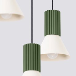 Lampa wisząca potrójna Estria 3xE14 beżowa/zielona oliwka