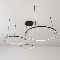 Nowoczesna lampa wisząca okręgi 20-40-60 cm 77W czarna