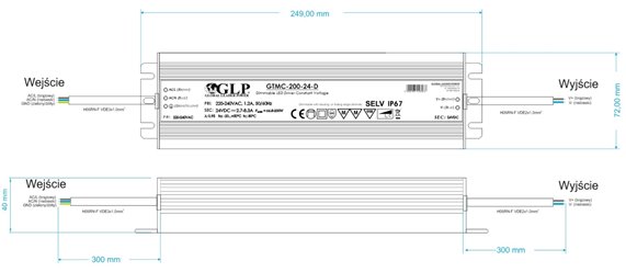 Zasilacz LED ściemnialny 24V 200W IP67 GTMC