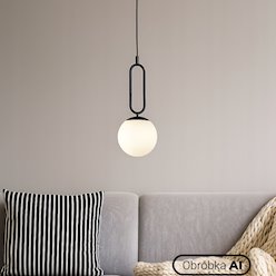 Lampa wisząca mleczna kula Bali 15cm 1xE27 dekor czarna