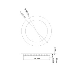 Panel LED 12W podtynkowy, okrągły średnica 17cm, ULTRA SLIM - biała dzienna 