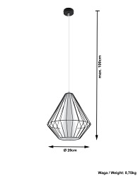 Lampa wisząca industrialna DEMI 1xE27 Czarna