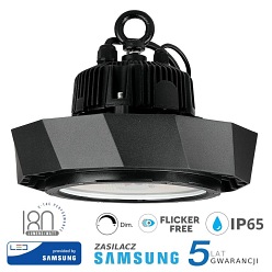 Oprawa LED High Bay V-TAC Samsung 100W Czarna 120st 180lm/W VT-9-108 4000K 18000lm