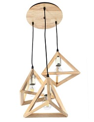 Lampa drewniana wisząca Triangolo 3xE27 Trójkąty