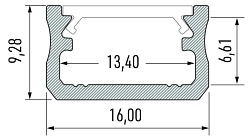 Profil aluminiowy typu A Lumines - napowierzchniowy surowy - 1m