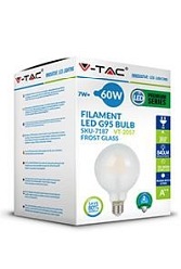 Żarówka LED V-TAC 7W Filament E27 Kula G95 Mrożona VT-2057 2700K 840lm