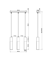 Lampa wisząca tuby BORGIO 3L czarna 3xGU10