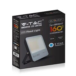 Naświetlacz LED V-TAC 50W Czarny EVOLUTION 160lm/W VT-4961 6400K 8000lm