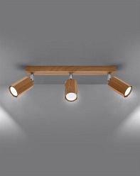 Lampa sufitowa reflektory drewno ZEKE 3 dąb 3xGU10