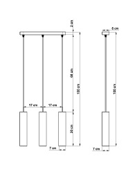 Lampa wisząca industrialna LUVO 3L 3xGU10 szary beton