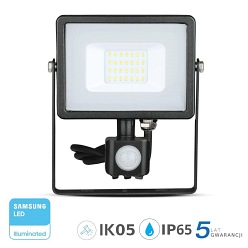 Reflektor LED V-TAC 20W SAMSUNG Czujnik Cut-OFF Czarny VT-20-S 6400K 1600lm 