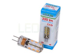 Żarówka LED G4 2W 220lm 12V AC/DC silikon CCD LEDOM - biała ciepła