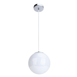 Lampa wisząca E27 Kula biała z zawiesiem chrom