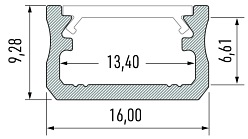 Profil aluminiowy typu A Lumines - napowierzchniowy inox - 2m