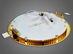 Panel LED 18W złota ramka,  podtynkowy, okrągły - biała dzienna