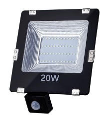 Halogen / naświetlacz LED 20W 1400lm SMD IP65 czarny z czujnikiem ruchu PIR - biała dzienna