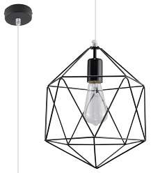 Lampa wisząca diament GASPARE 1xE27 Czarna