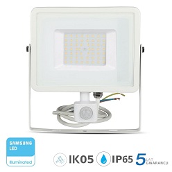 Projektor LED V-TAC 50W SAMSUNG Czujnik Cut-OFF Biały VT-50-S 6400K 4000lm 