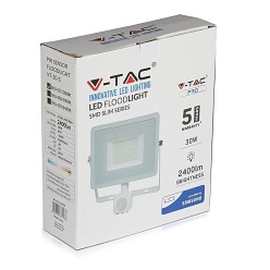 Reflektor LED V-TAC 30W SAMSUNG Czujnik Cut-OFF Biały VT-30-S 6400K 2400lm 