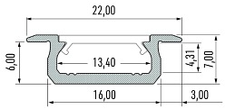 Profil Z Lumines wpuszczany, slim, inox - 2m