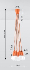 Lampa wisząca na kablu DIEGO 5xE27 pomarańczowa