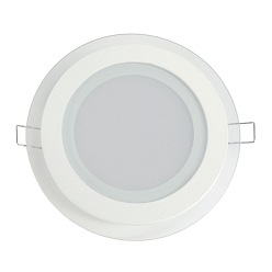Panel LED o mocy 12W okrągły, podtynkowy, szklany z serii GLASS - biała ciepła