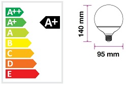 Żarówka LED E27 10W 230V 810lm GLOB G95 V-TAC - b. ciepła