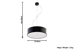 Lampa wisząca plafon ARENA 35 cm 2xE27 czarny