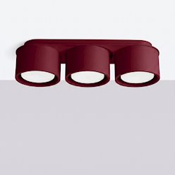 Lampa sufitowa potrójna tuba Modo 3xGx53 burgundowa