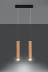 Lampa wisząca tuby LINO 2xGU10 naturalne drewno