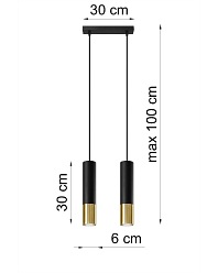 Lampa wisząca LOOPEZ 2 czarno/złota 2xGU10