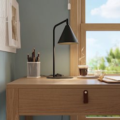 Lampa biurkowa ze stożkowym kloszem Nox 1xE14 czarna