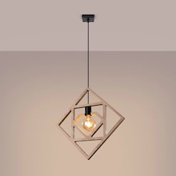 Lampa wisząca dekoracyjna Caro 1xE27 naturalne drewno/czarna