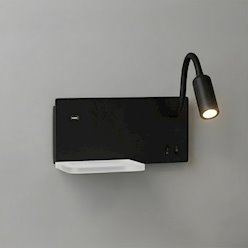 Lampa nocna z półką 14cm i reflektorem LED 4W czarna