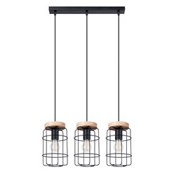 Lampa wisząca Loft GOTTO 3xE27 drewno i czarny drut