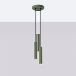 Lampa wisząca potrójna Lagos 3xGU10 okrągła zielona oliwka
