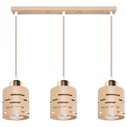 Lampa wisząca Timber 3xE27 listwa beż-złoto