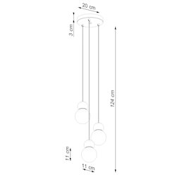 Lampa wiszące kule Pekka okrągła 3xG9 biała/naturalne drewno