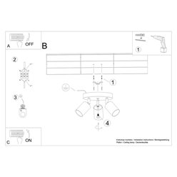 Lampa sufitowa okrągła VERDO - 3 reflektory GU10 czarne