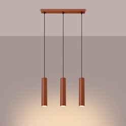 Lampa wisząca potrójna Lagos 3xGU10 listwa ochra czerwona