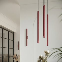 Lampa wisząca potrójna tuba  Pastelo 3P 3xG9 okrągła burgundowa